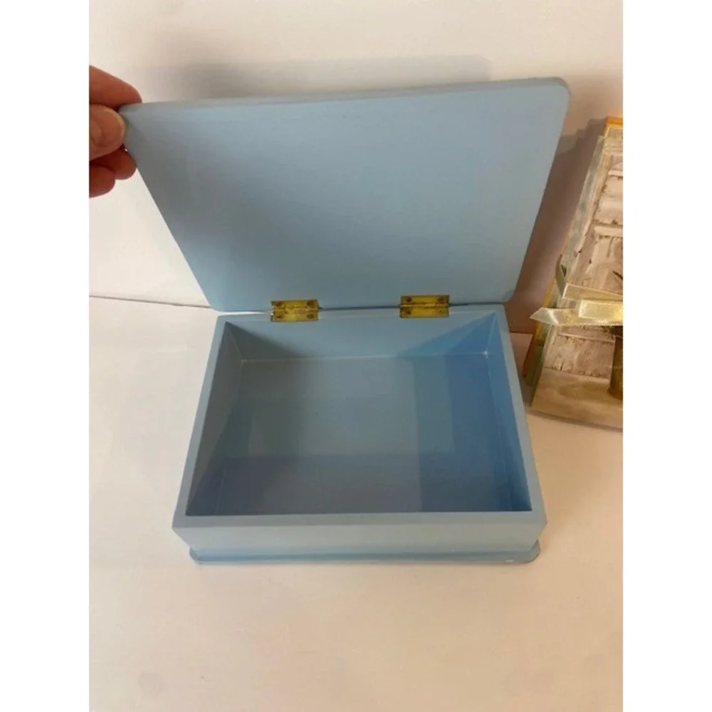 Blue Floral Wooden Keepsake Box with Stationery Set Kathryn White 2003